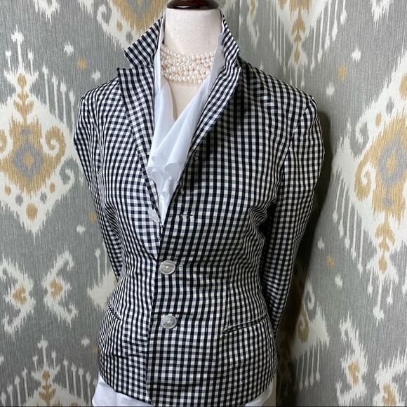 Ralph Lauren Spring Runway 2000 Black & White Gingham Silk Shantung Jacket - Picture 1 of 16